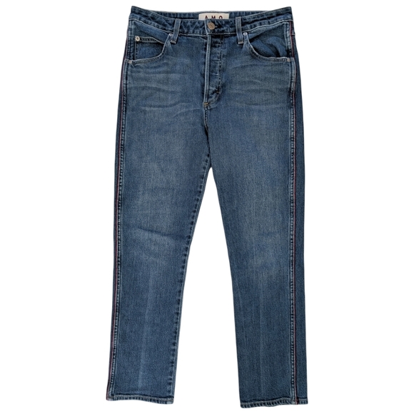 AMO Denim "The Babe" Jeans with Piping High Rise Straight Leg – Dark Vintage 30 - Picture 3 of 11
